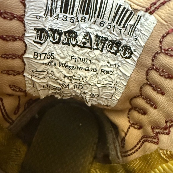 Durango Kids Red Leather Cowboy Boots Size 6D - Picture 5 of 5